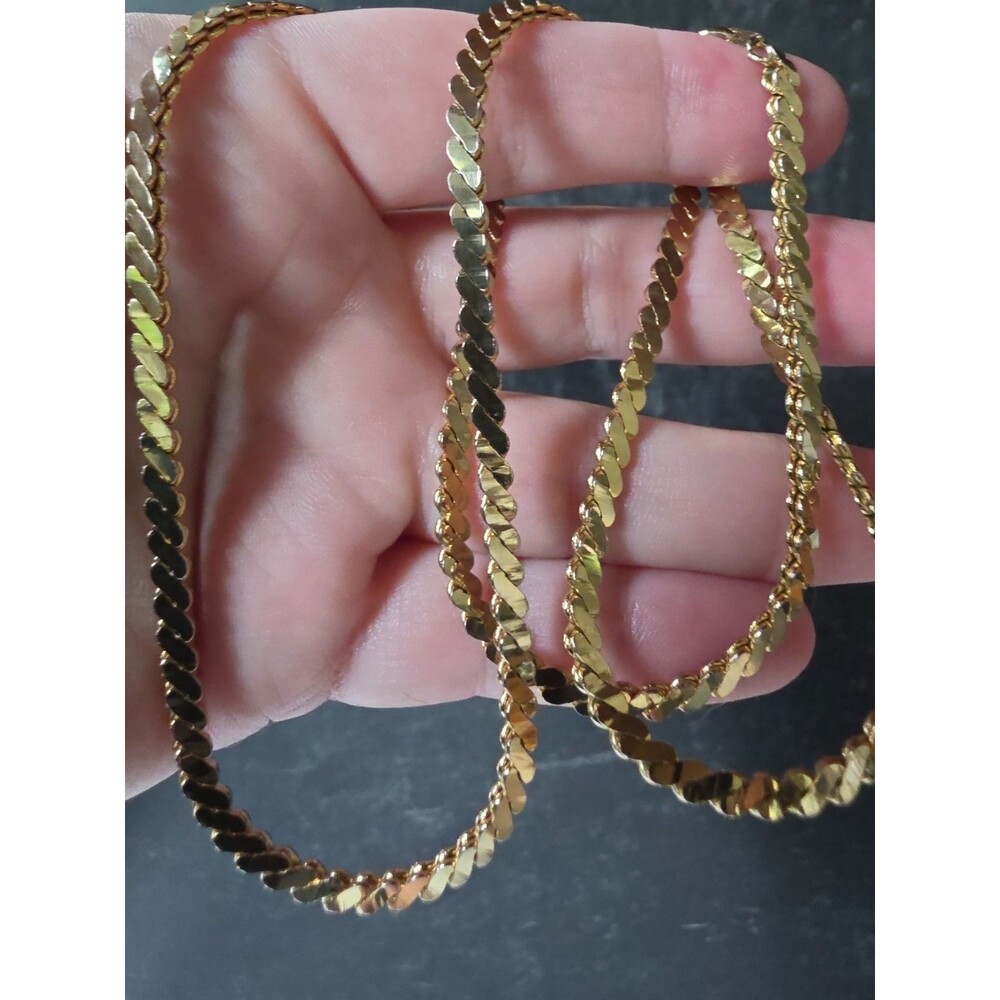 Gold Tone Metal Chain Necklace Vintage Costume Jewelry